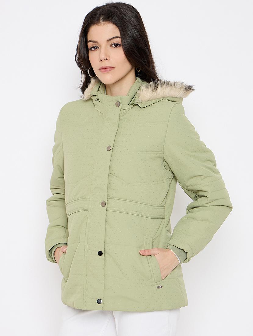 women printed fur detailed hooded parka jacket - 21686060 - Standard Image - 1