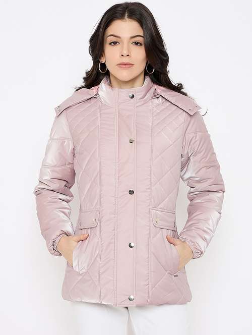 women solid fur detailed hooded parka jacket - 21686062 - Standard Image - 0