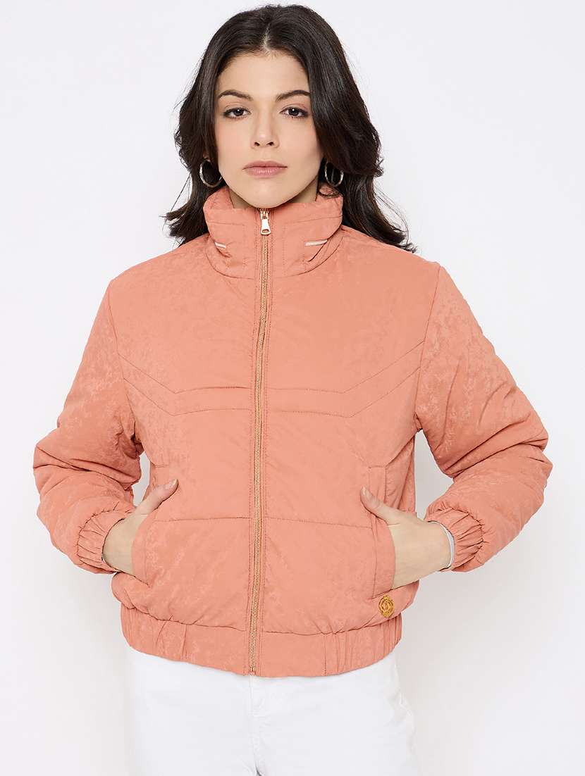 women solid long sleeves puffer jacket - 21686063 - Zoom Image - 0