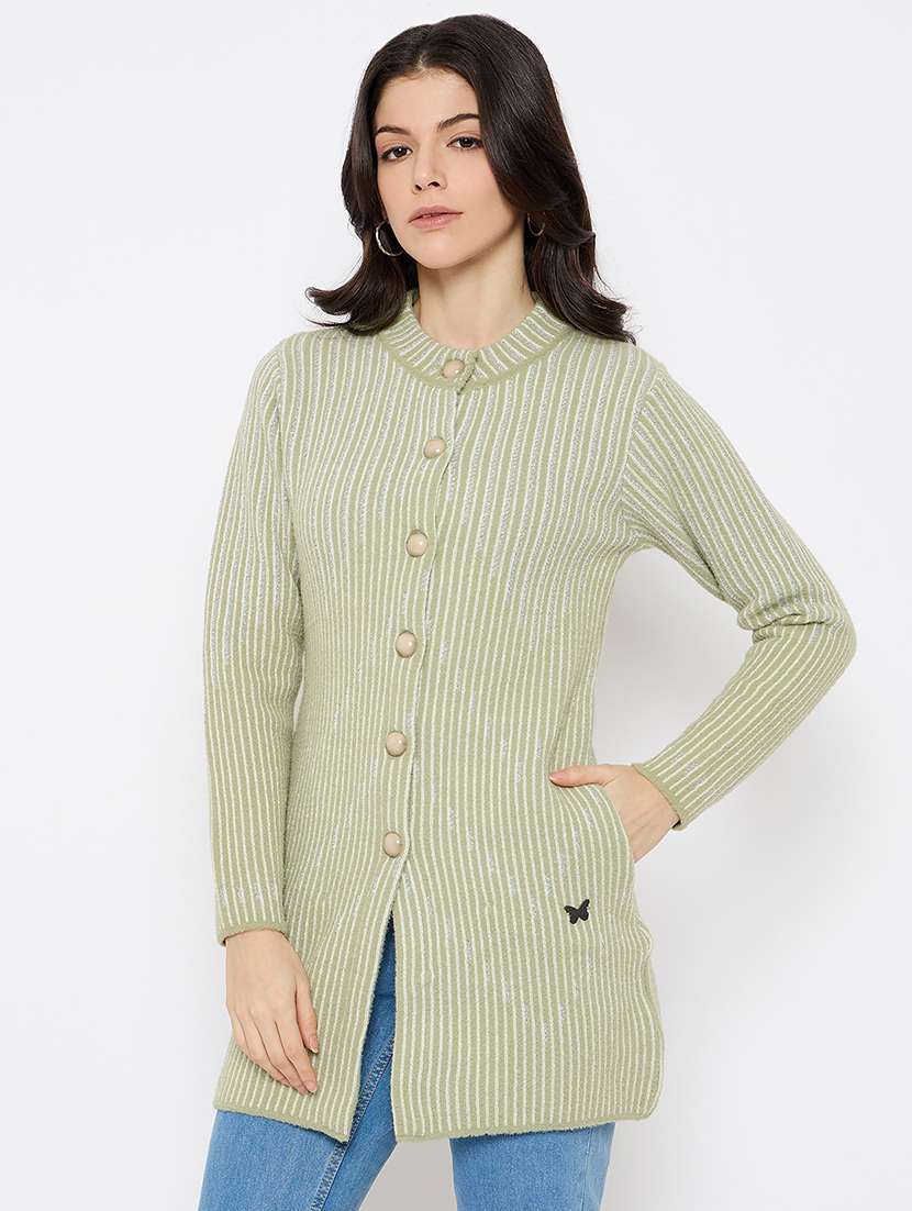 women self designed long sleeves cardigan - 21686067 - Standard Image - 1