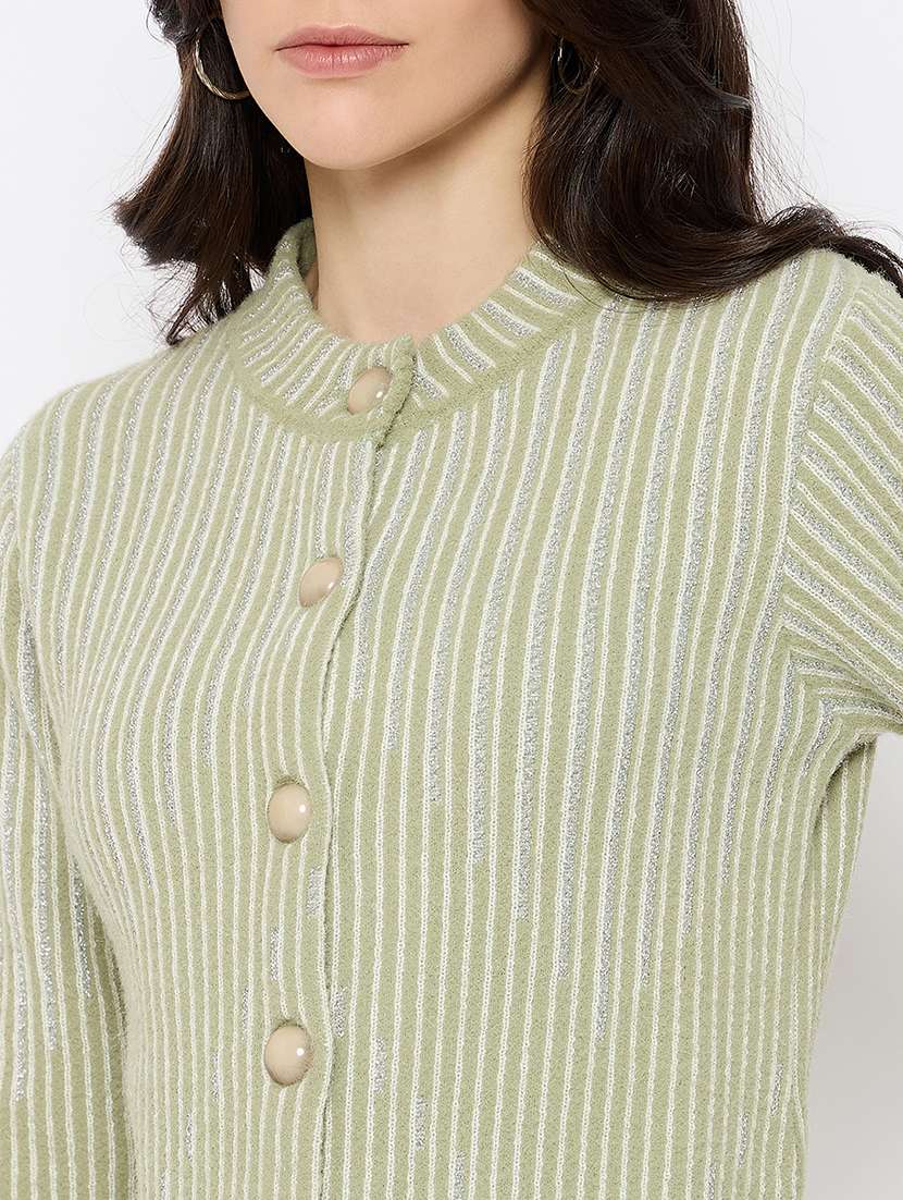 women self designed long sleeves cardigan - 21686067 - Standard Image - 4