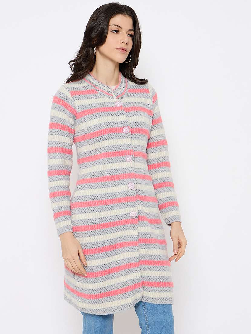 women self designed long sleeves cardigan - 21686068 -  Standard Image - 1