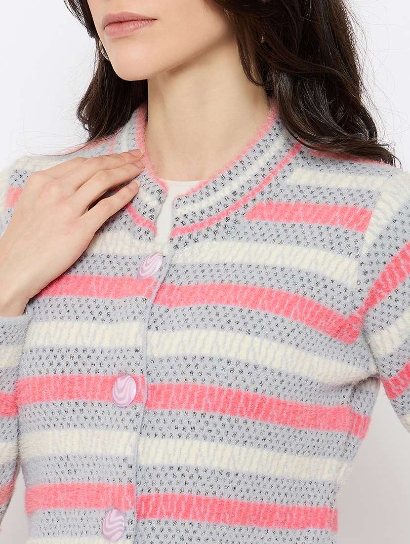 women self designed long sleeves cardigan - 21686068 -  Standard Image - 4