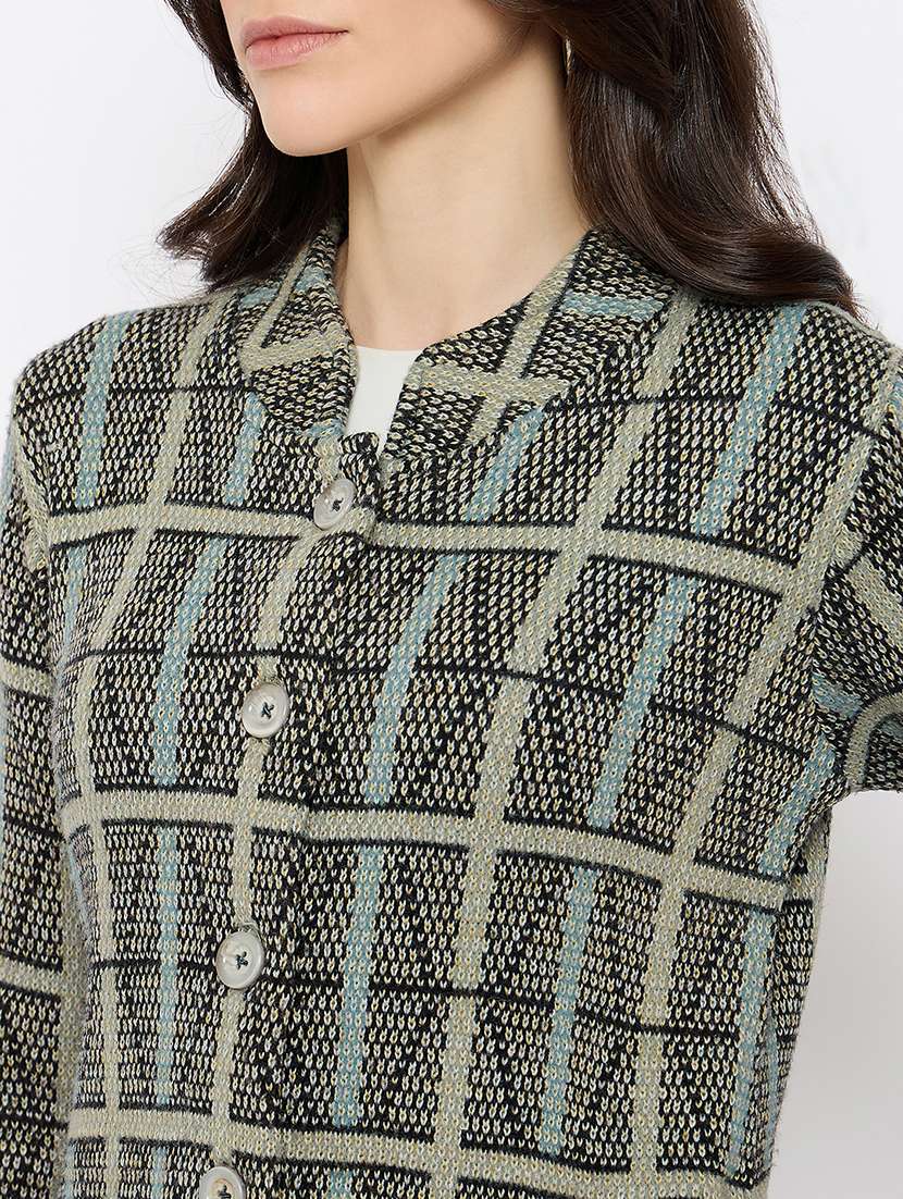 women self designed long sleeves cardigan - 21686070 -  Standard Image - 4