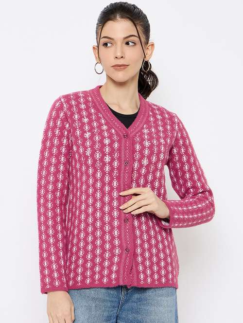 women self designed long sleeves cardigan - 21686081 - Standard Image - 0
