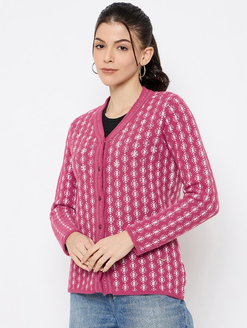 women self designed long sleeves cardigan - 21686081 - Standard Image - 1