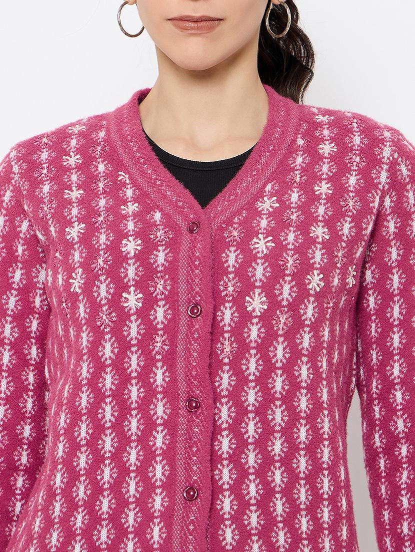 women self designed long sleeves cardigan - 21686081 - Standard Image - 4