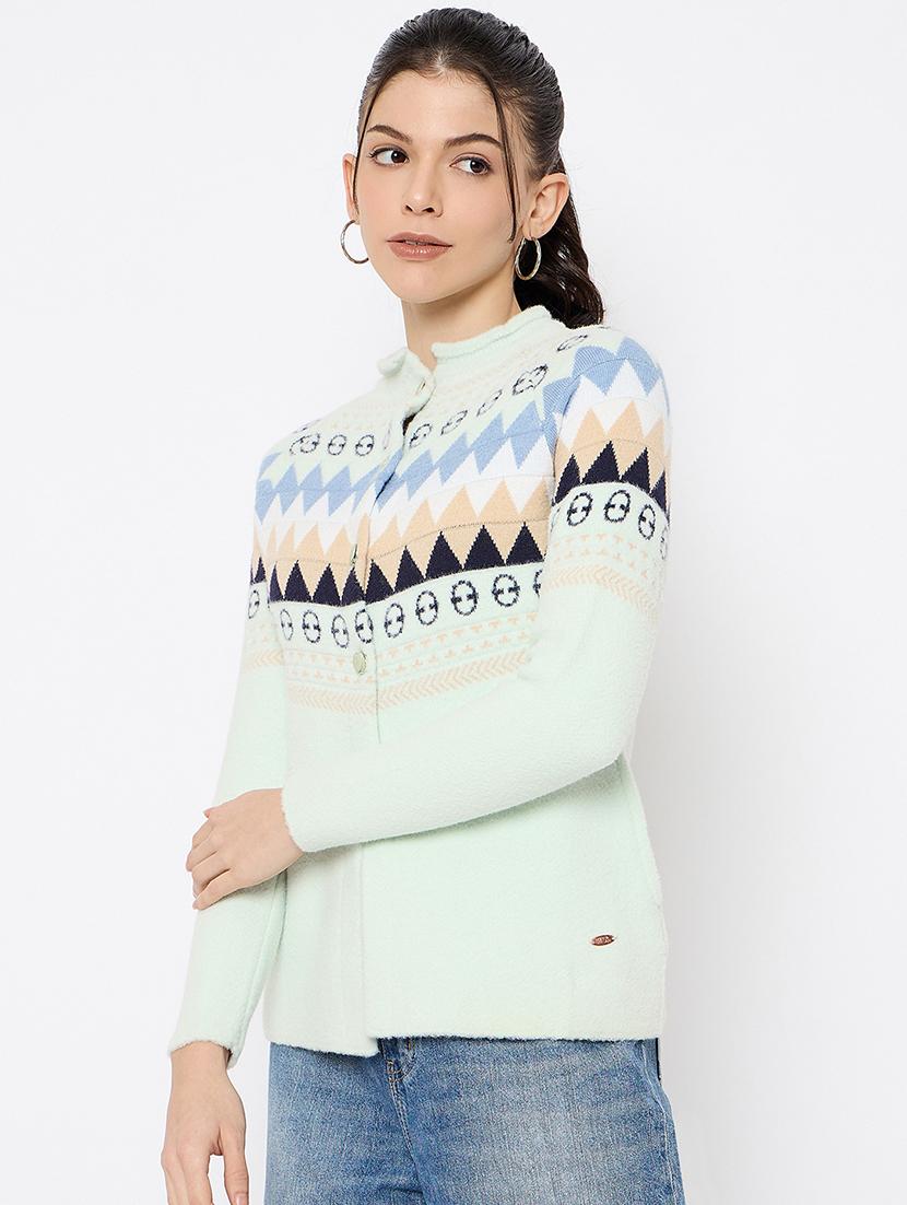 women self designed long sleeves cardigan - 21686083 - Standard Image - 1
