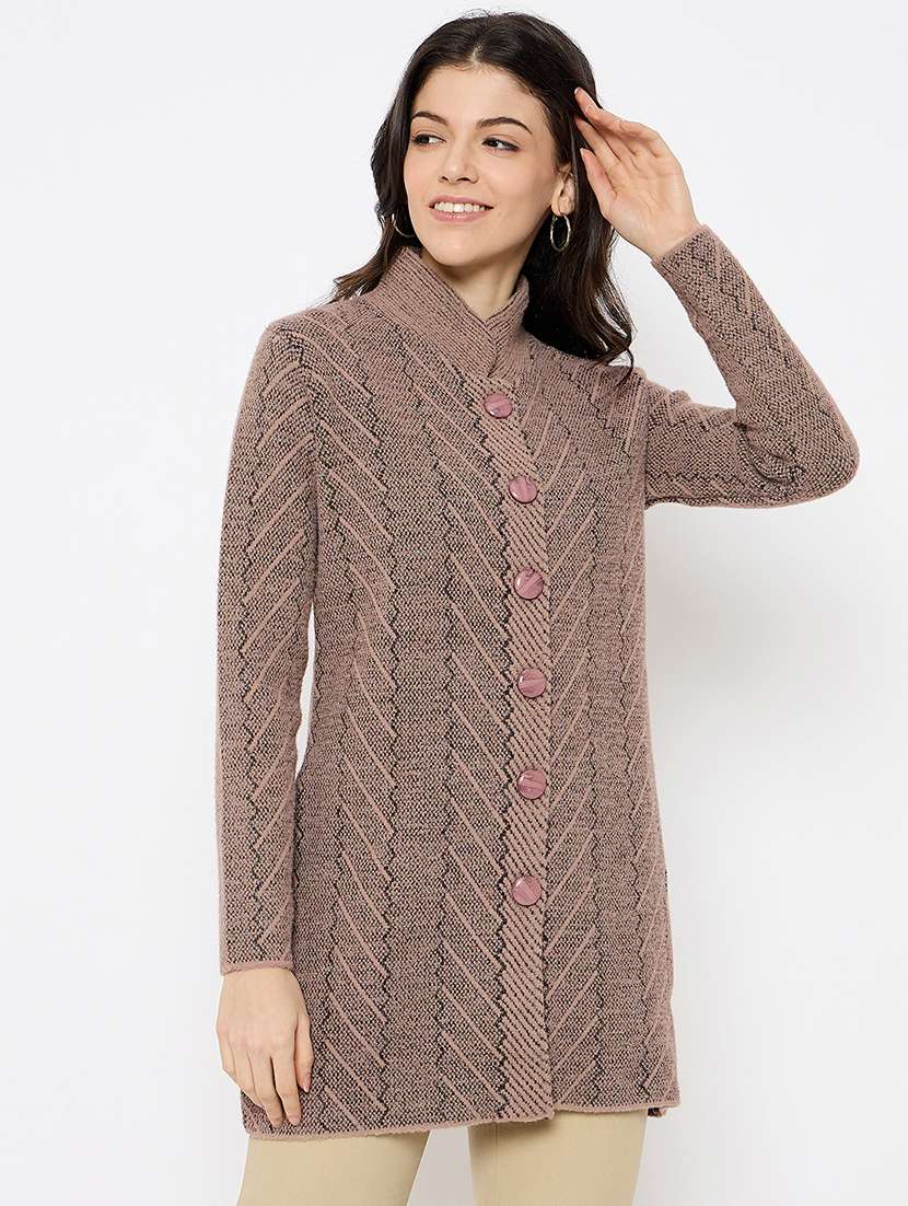 women self designed long sleeves cardigan - 21686084 -  Standard Image - 1