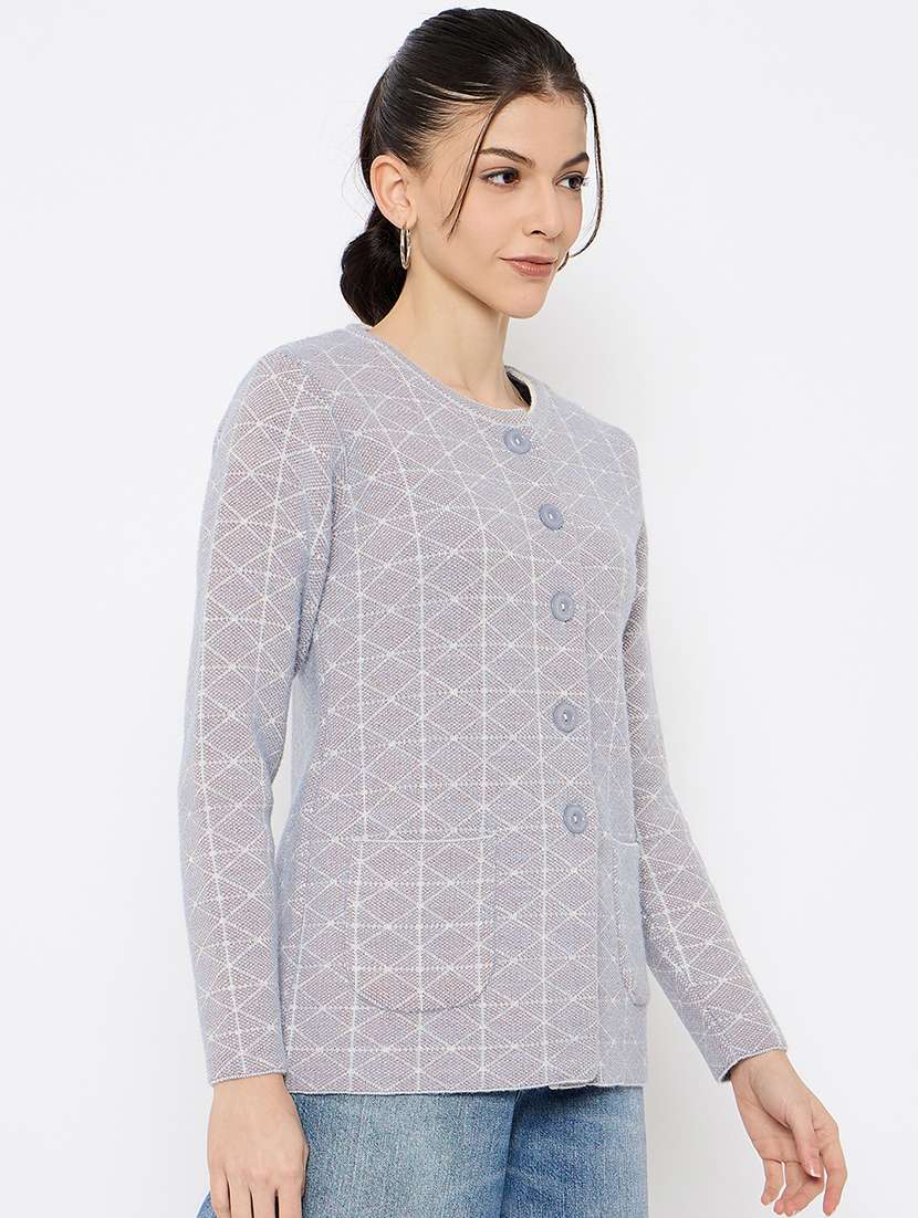 women self designed long sleeves cardigan - 21686085 -  Standard Image - 1