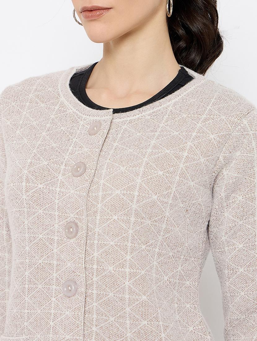 women self designed long sleeves cardigan - 21686086 - Standard Image - 4