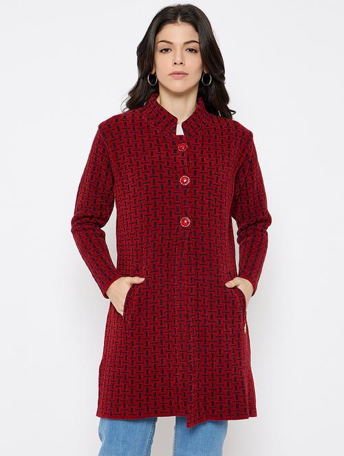 women self designed long sleeves cardigan - 21686088 - Standard Image - 0