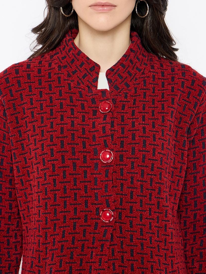 women self designed long sleeves cardigan - 21686088 - Standard Image - 4