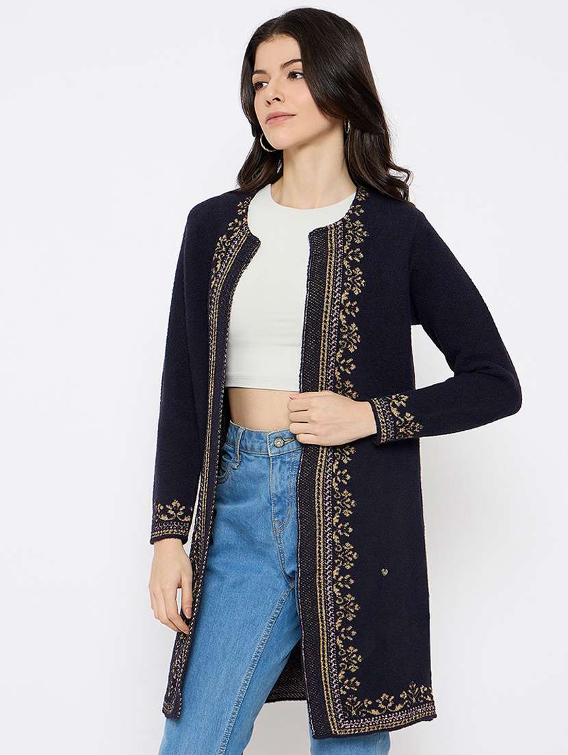 women self designed long sleeves long shrug - 21686091 -  Standard Image - 1