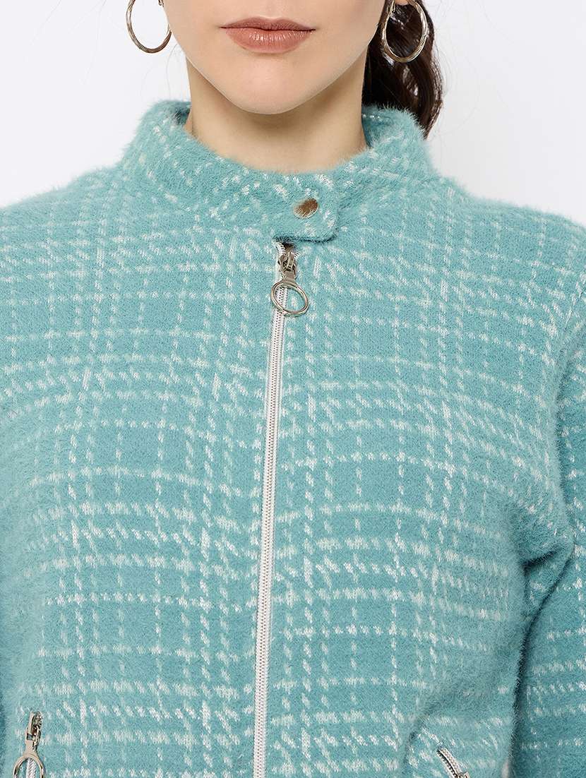 women checkered long sleeves jacket - 21686095 -  Standard Image - 4