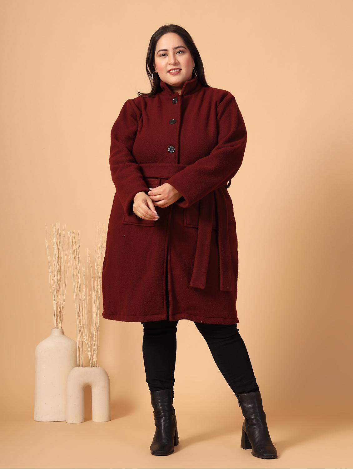women plus size solid long sleeves trench coat - 21686181 - Zoom Image - 0