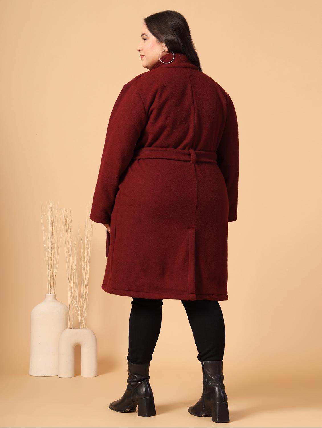 women plus size solid long sleeves trench coat - 21686181 - Standard Image - 1