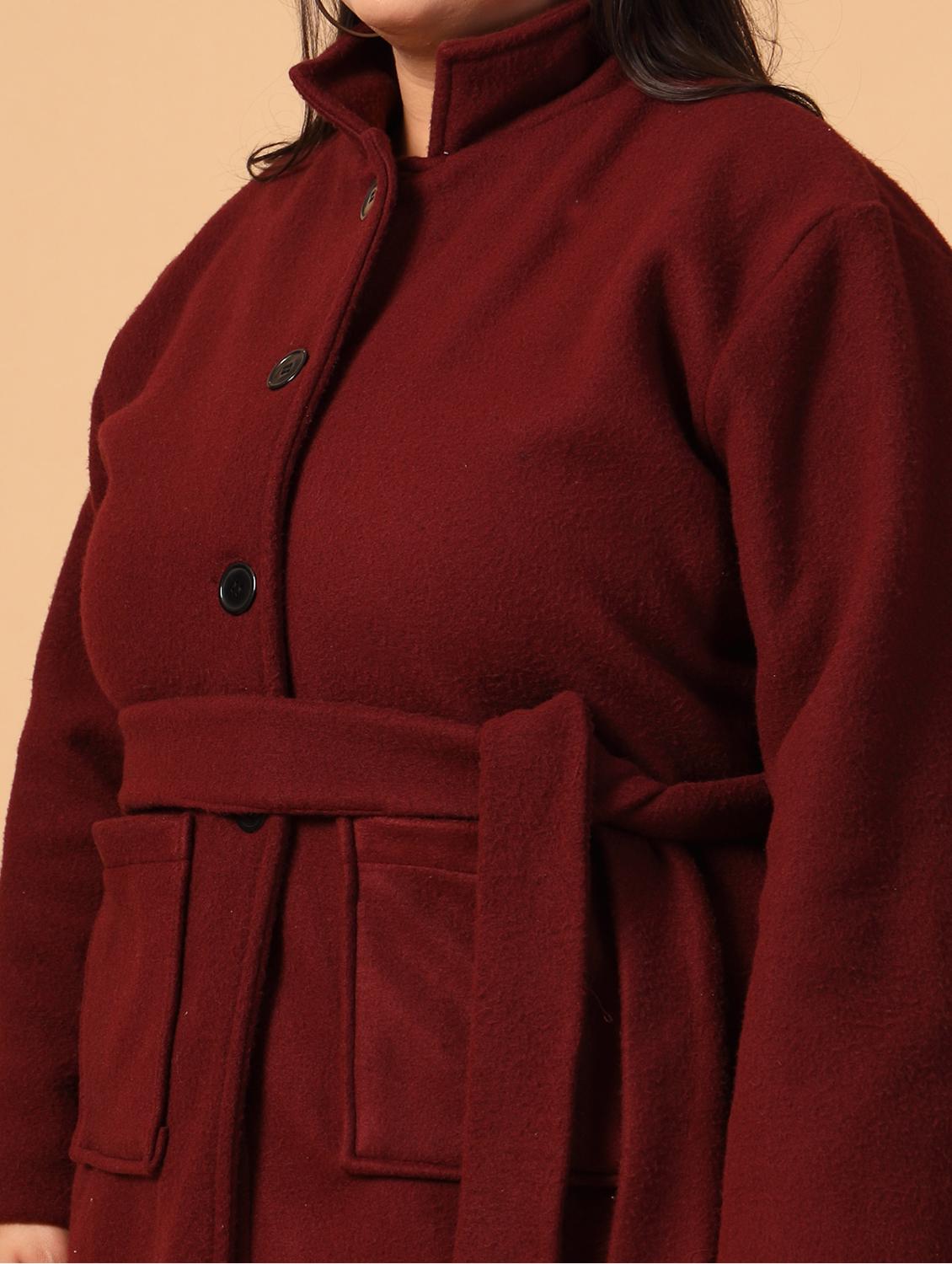 women plus size solid long sleeves trench coat - 21686181 - Standard Image - 4
