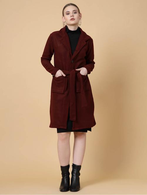women solid long sleeves trench coat - 21686186 - Standard Image - 0