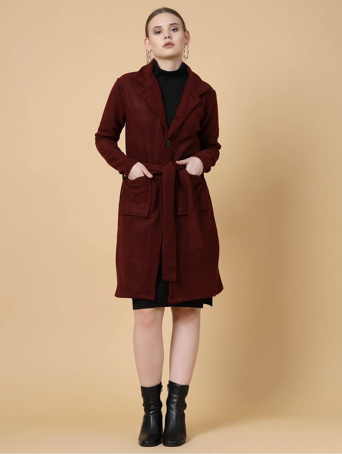 women solid long sleeves trench coat - 21686186 - Zoom Image - 0