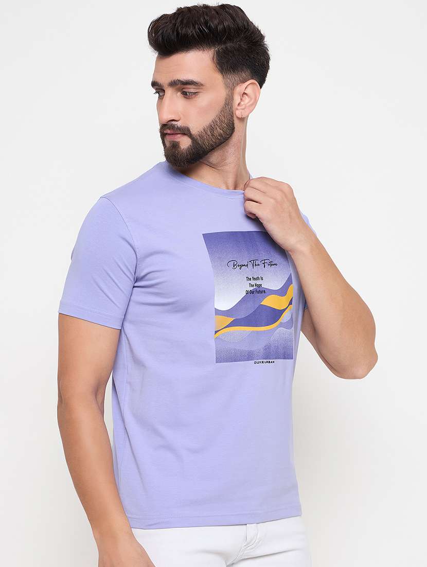 men round neck front print t-shirt - 21686198 -  Standard Image - 1