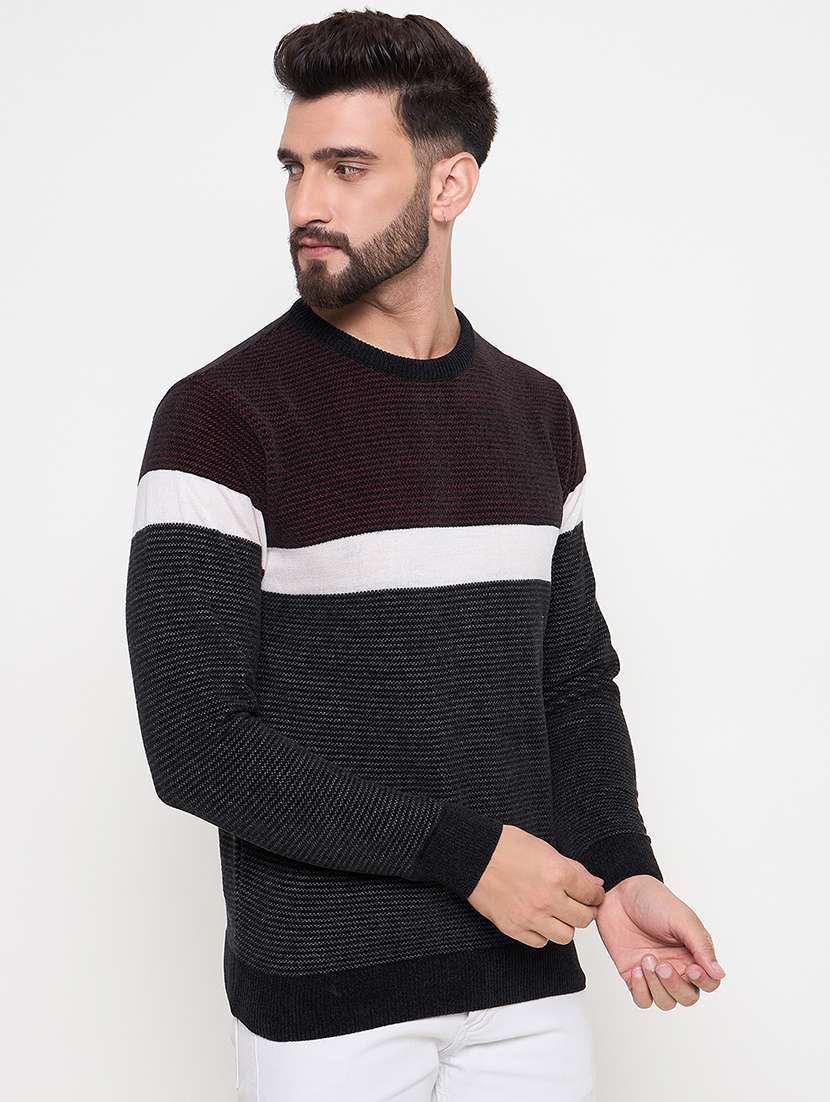 men long sleeves color block pullover - 21686314 -  Standard Image - 1