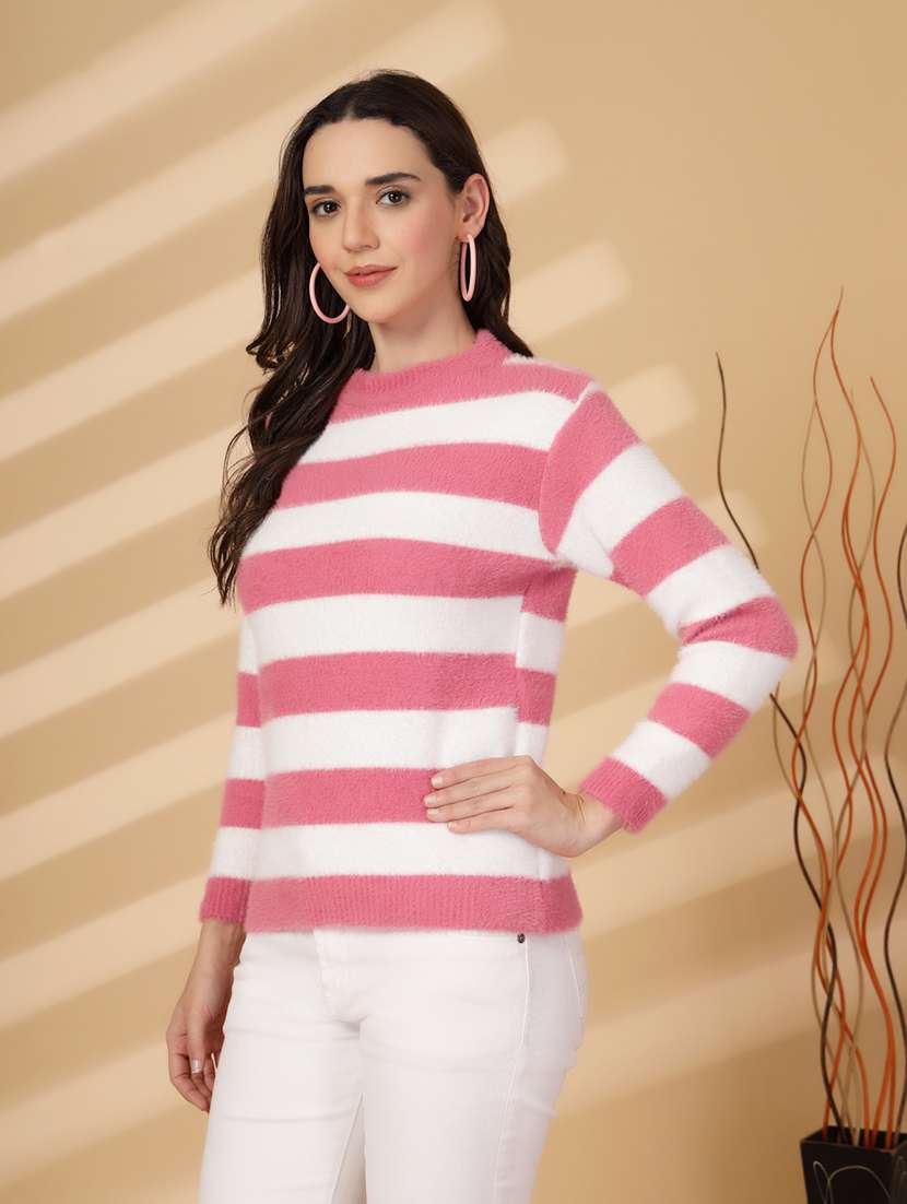 women striped long sleeves pullover - 21686328 - Standard Image - 1