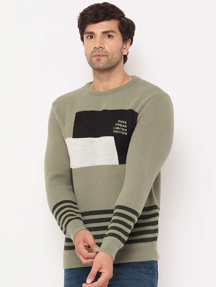 men long sleeves self design pullover - 21686340 -  Standard Image - 1