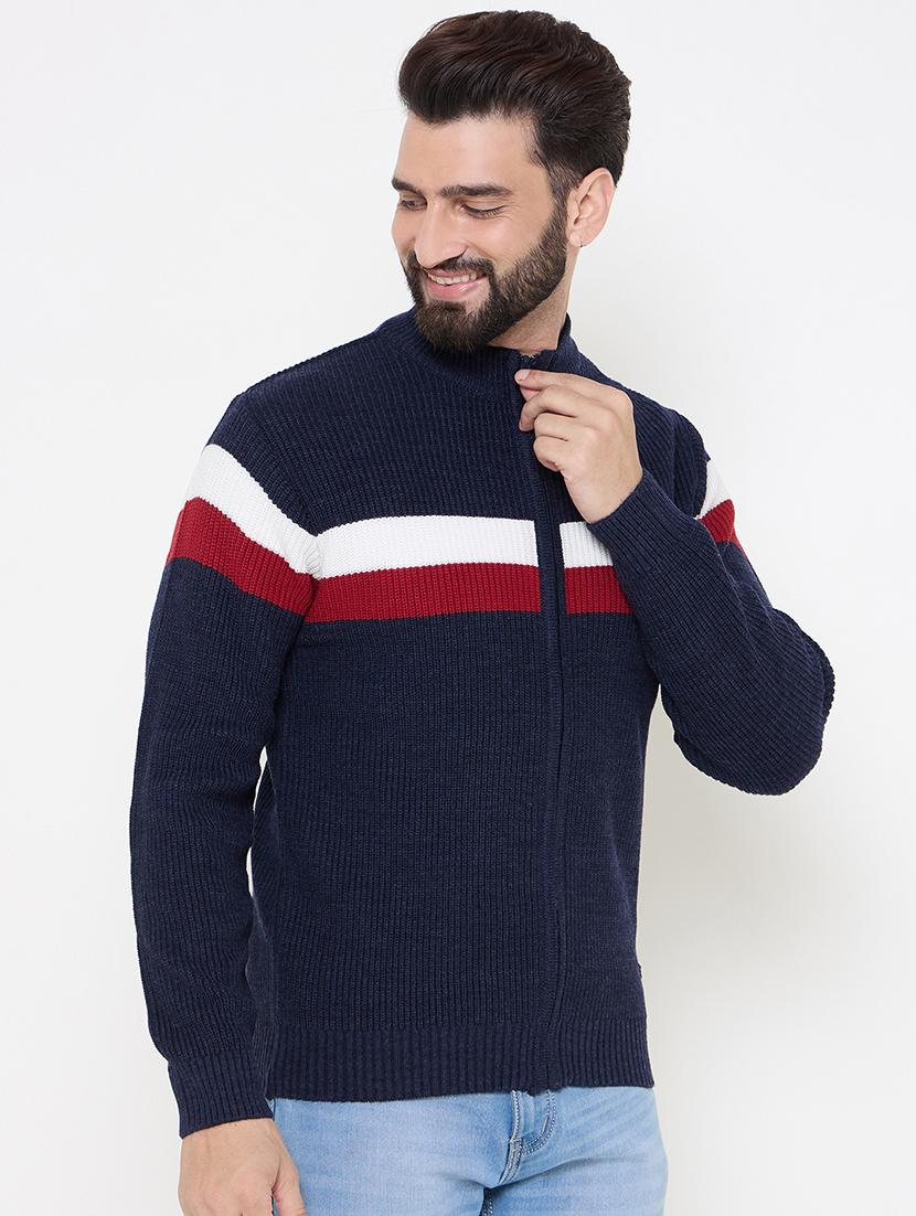 men long sleeves color block cardigan - 21686342 -  Standard Image - 1