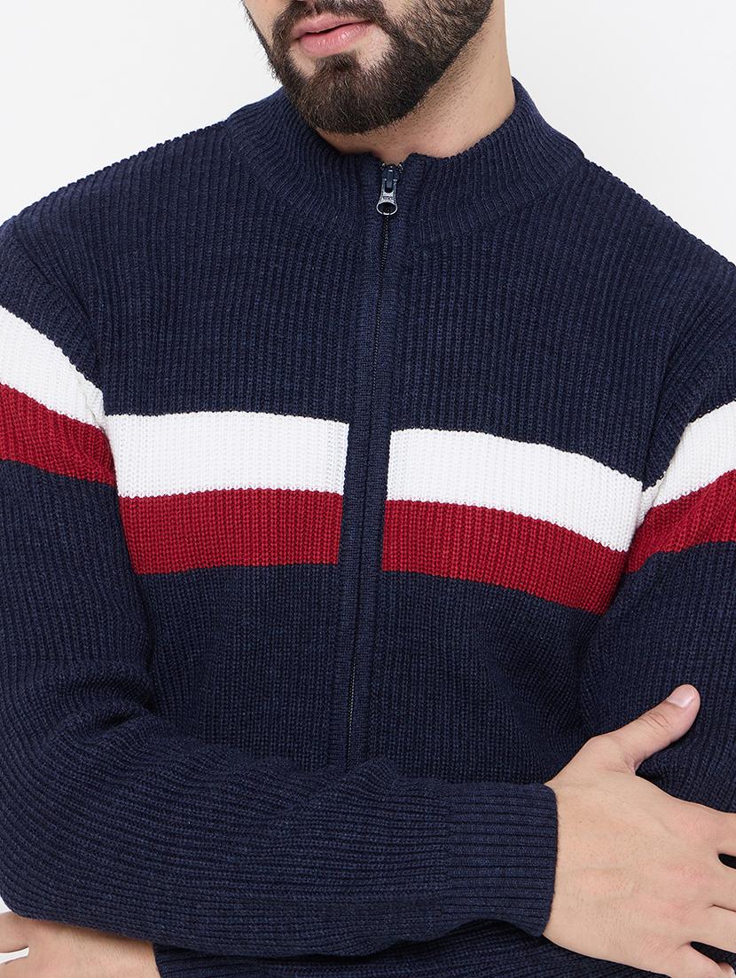men long sleeves color block cardigan - 21686342 - Standard Image - 4