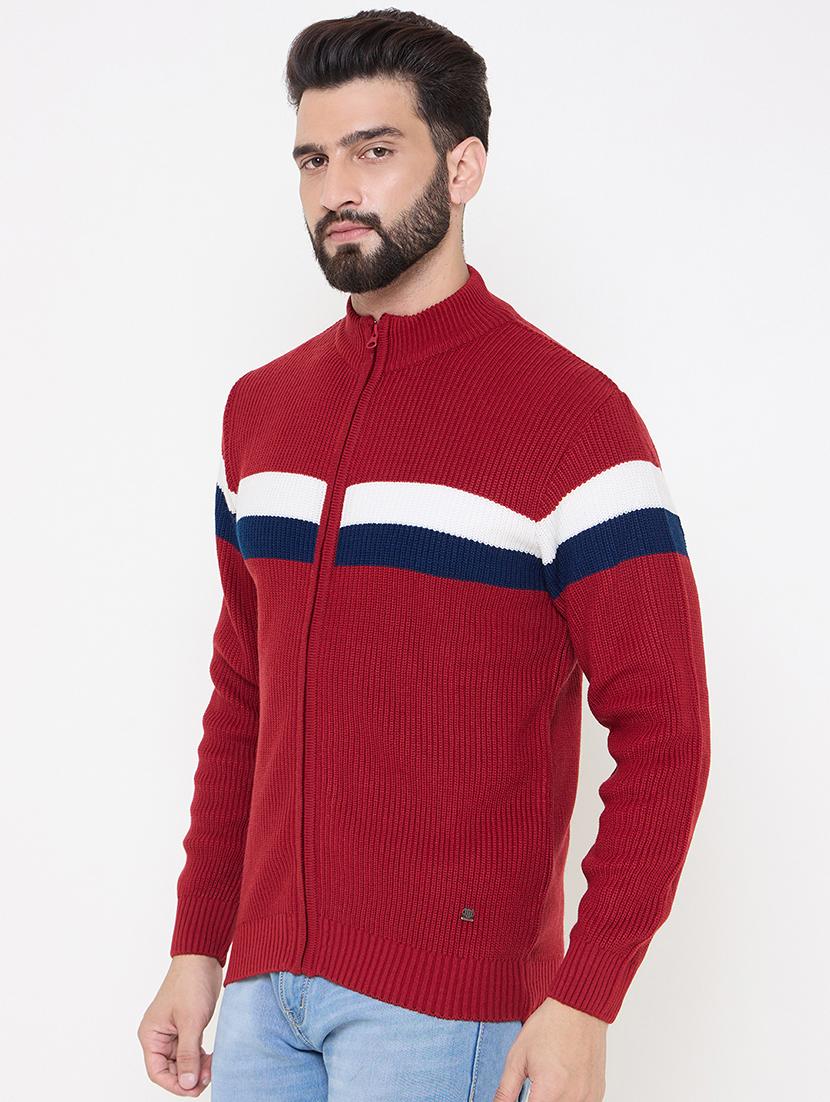 men long sleeves color block cardigan - 21686343 -  Standard Image - 1