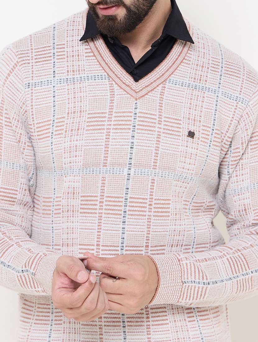 men long sleeves checkered pullover - 21686347 - Standard Image - 4