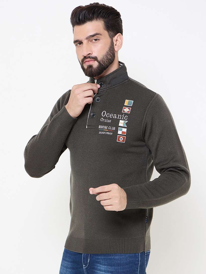 men long sleeves typographic pullover - 21686354 - Standard Image - 1