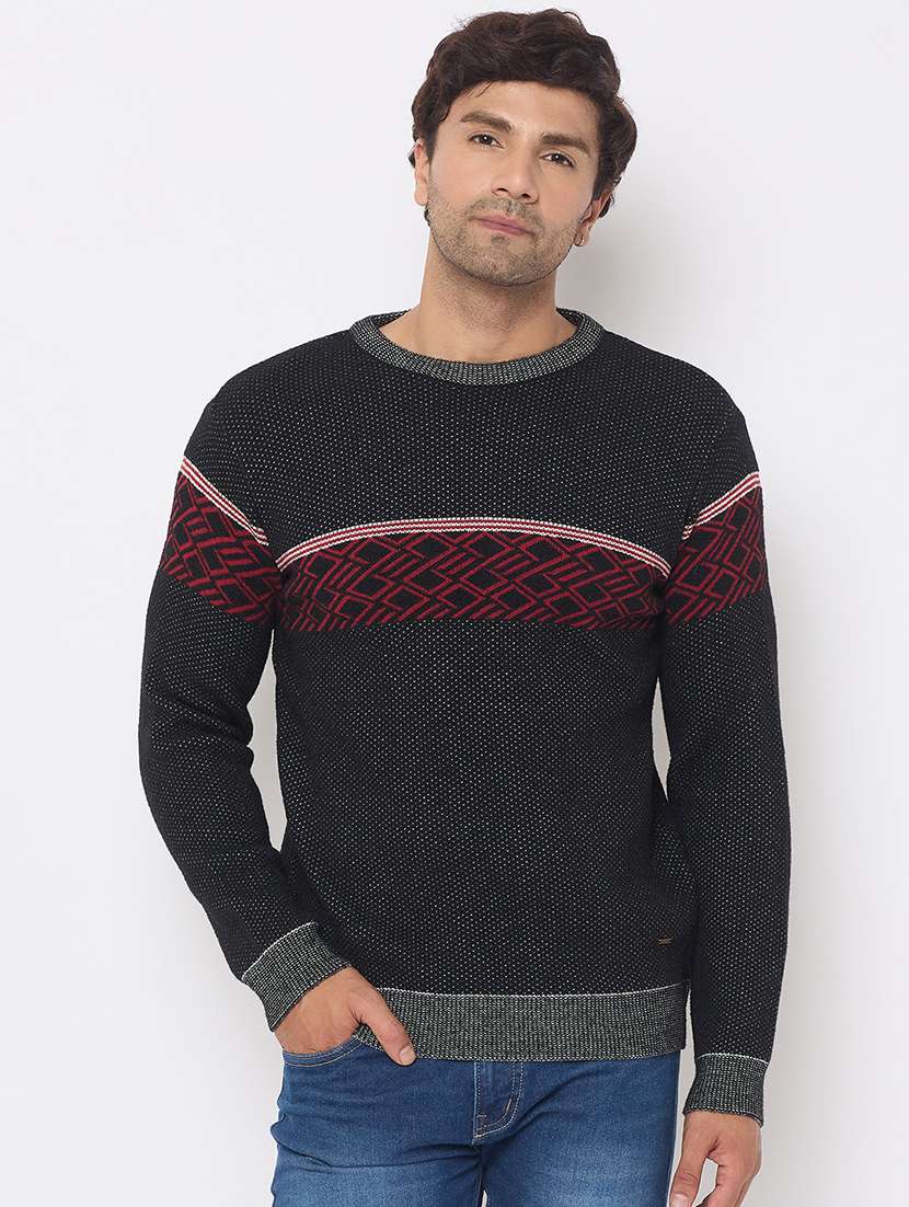 men long sleeves self design pullover
