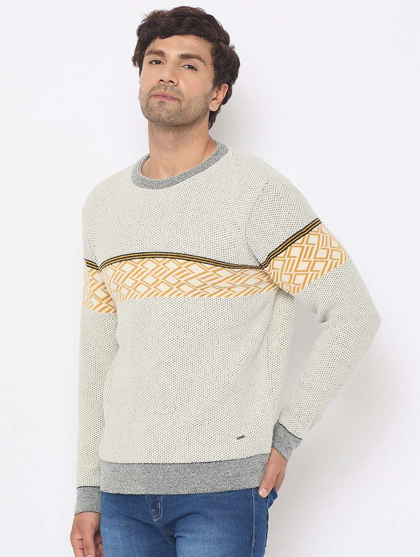 men long sleeves self design pullover - 21686358 -  Standard Image - 1