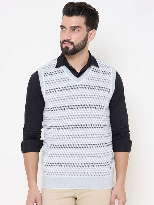 men sleeveless self design pullover - 21686364 -  Standard Image - 0
