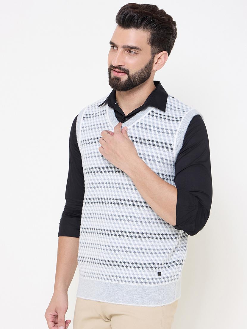 men sleeveless self design pullover - 21686364 - Standard Image - 1