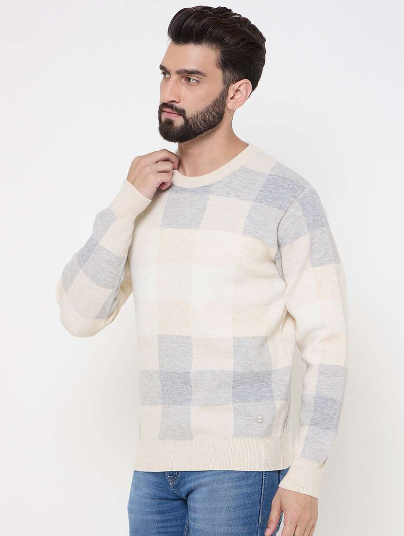 men long sleeves checkered pullover - 21686368 -  Standard Image - 1