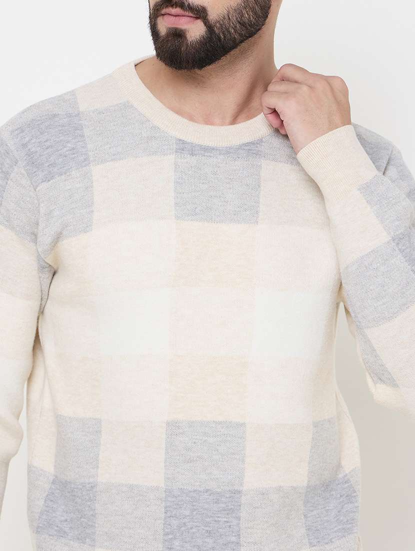 men long sleeves checkered pullover - 21686368 -  Standard Image - 4