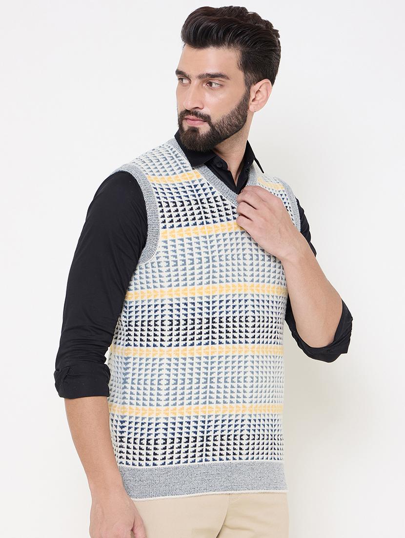 men sleeveless self design pullover - 21686369 - Standard Image - 1