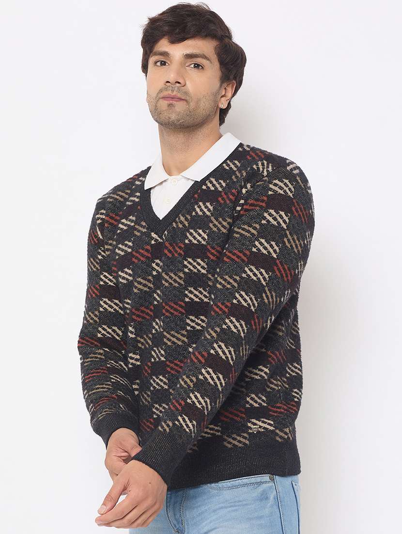 men long sleeves checkered pullover - 21686370 -  Standard Image - 1