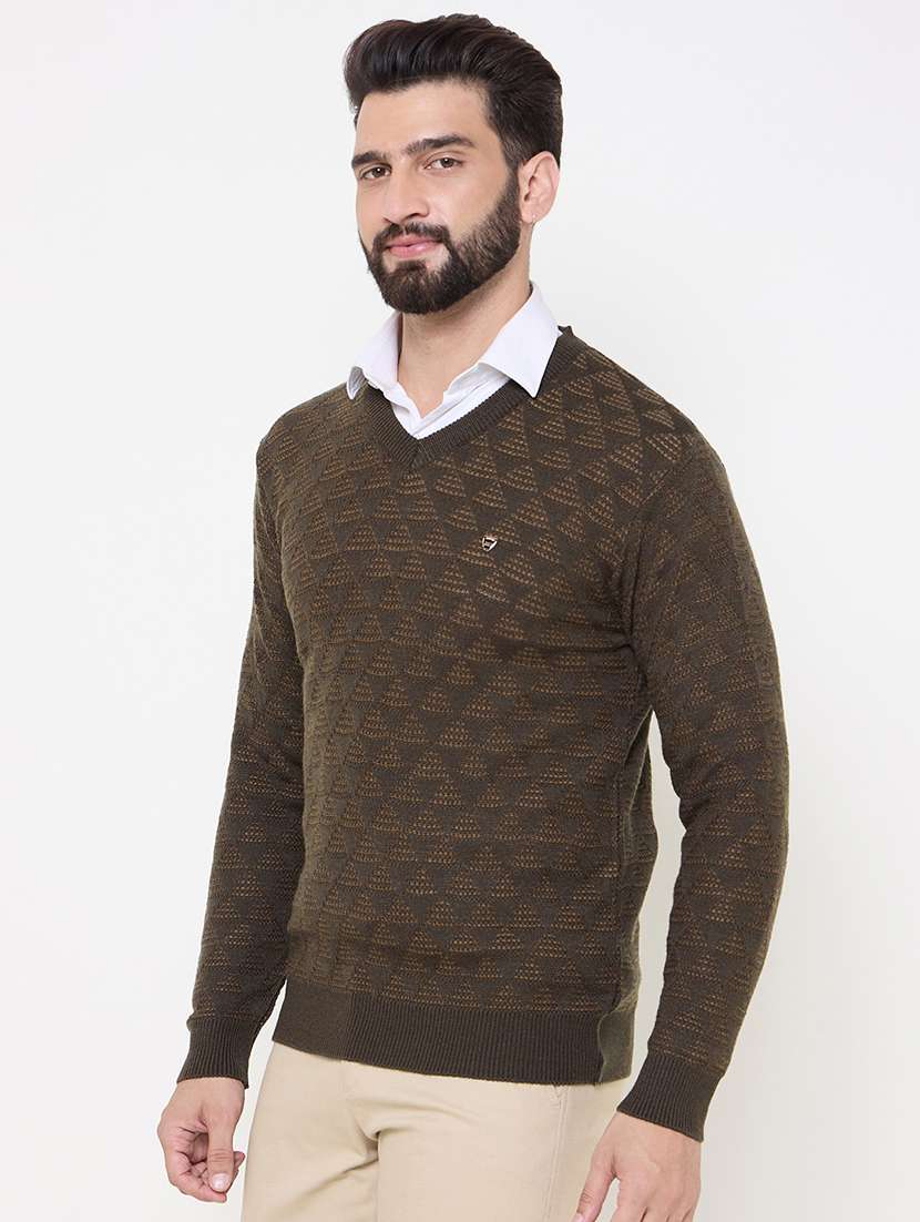 men long sleeves self design pullover - 21686372 -  Standard Image - 1