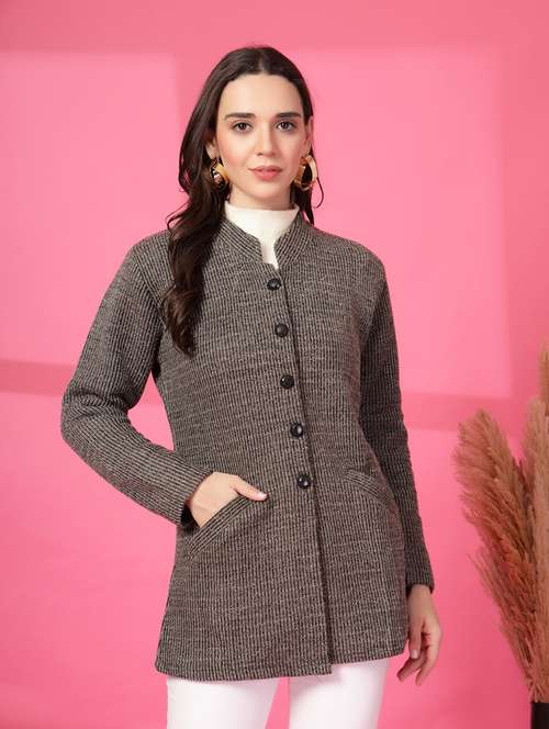 women sellf designed long sleeves cardigan - 21686380 - Standard Image - 0