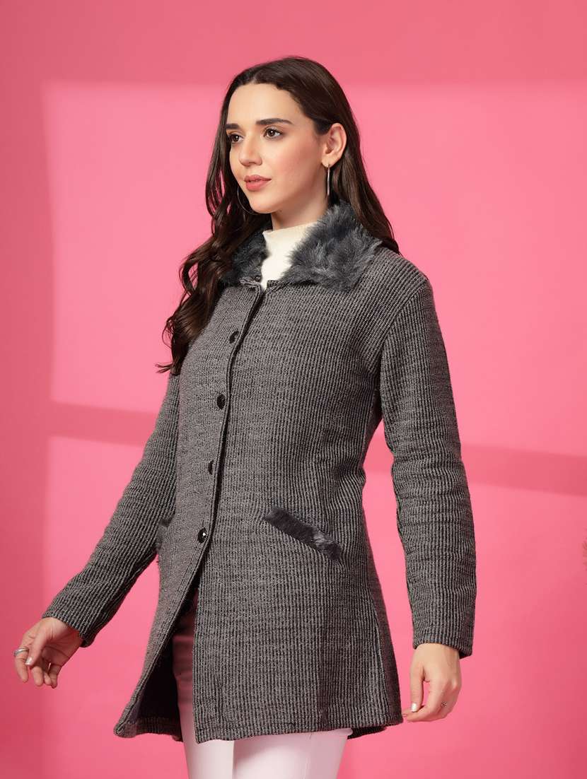 women self designed long sleeves cardigan - 21686383 -  Standard Image - 1