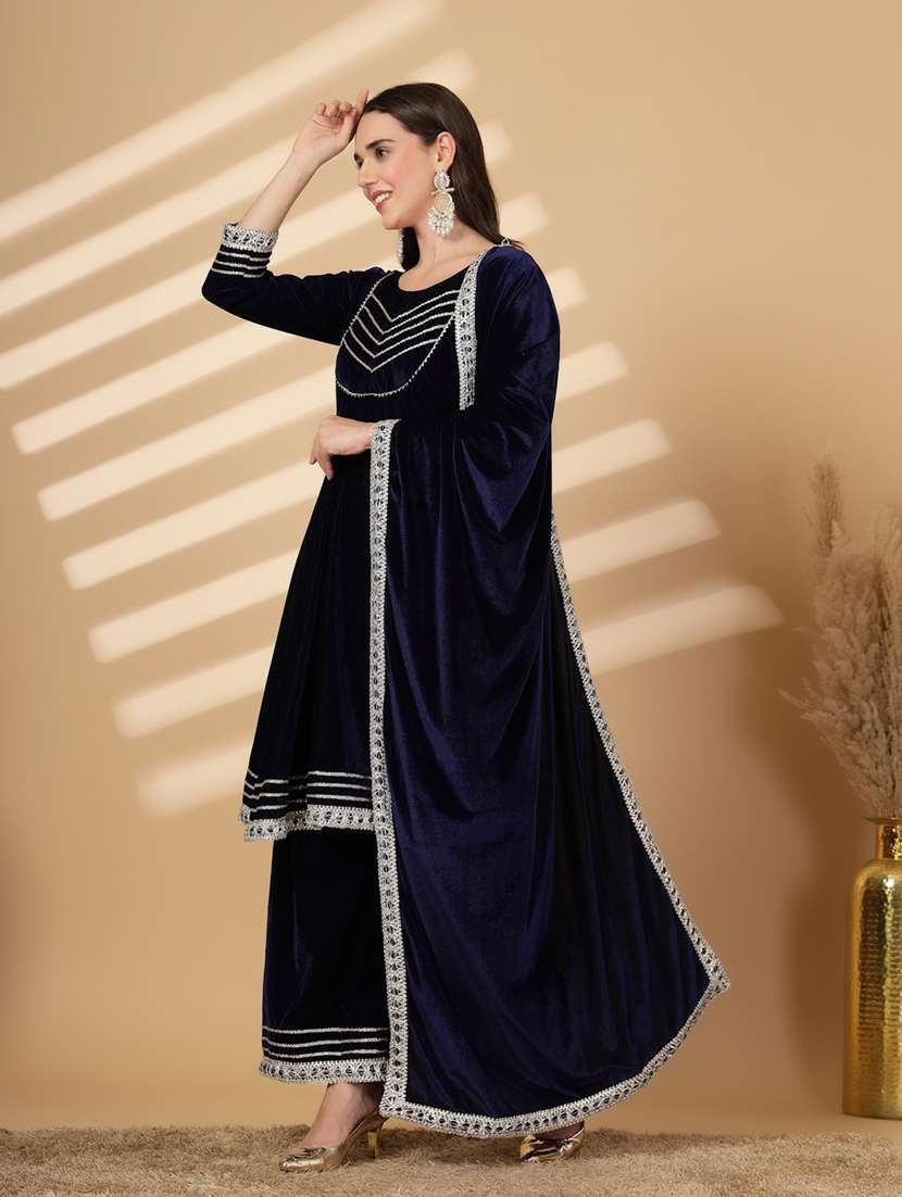 women gota detailed winter wear suit set - 21686391 - Standard Image - 1