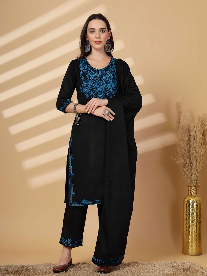 women embroidered winter wear suit set - 21686398 -  Standard Image - 4