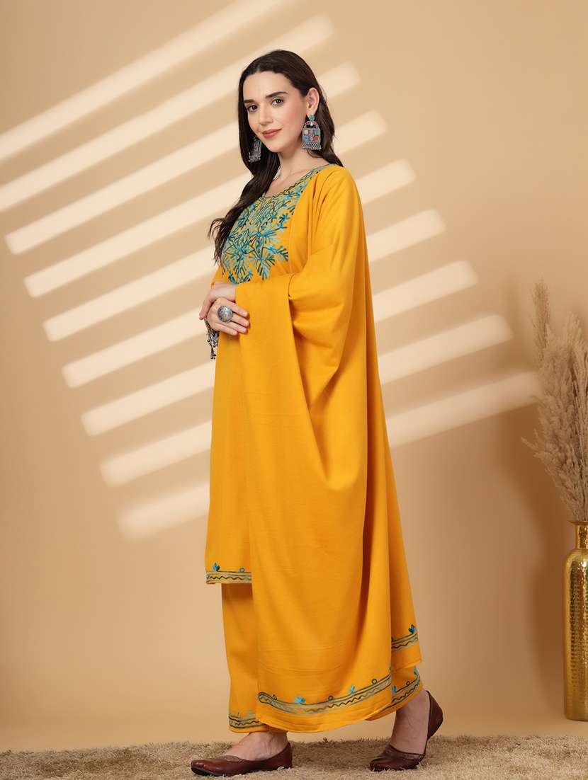 women embroidered winter wear suit set - 21686401 -  Standard Image - 1