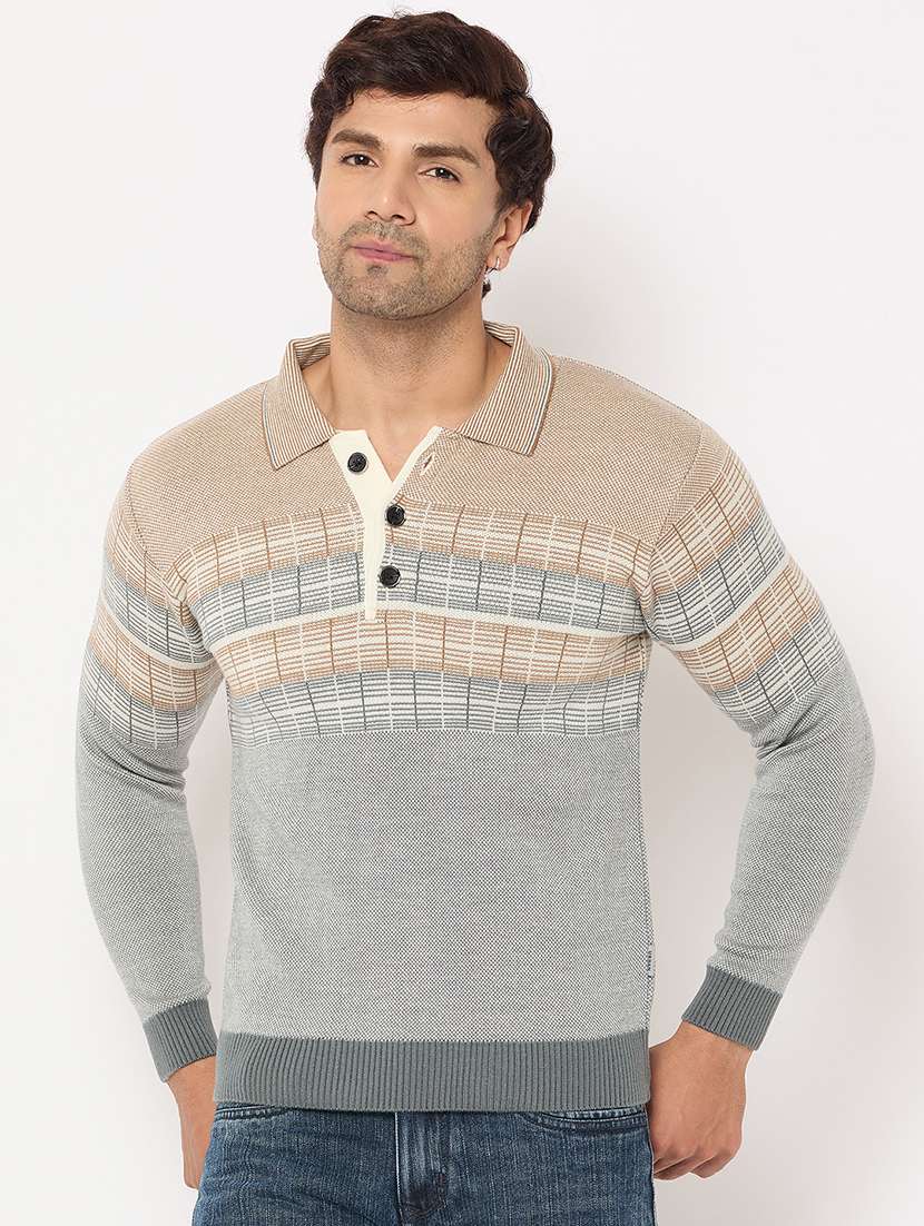 men long sleeves self design pullover