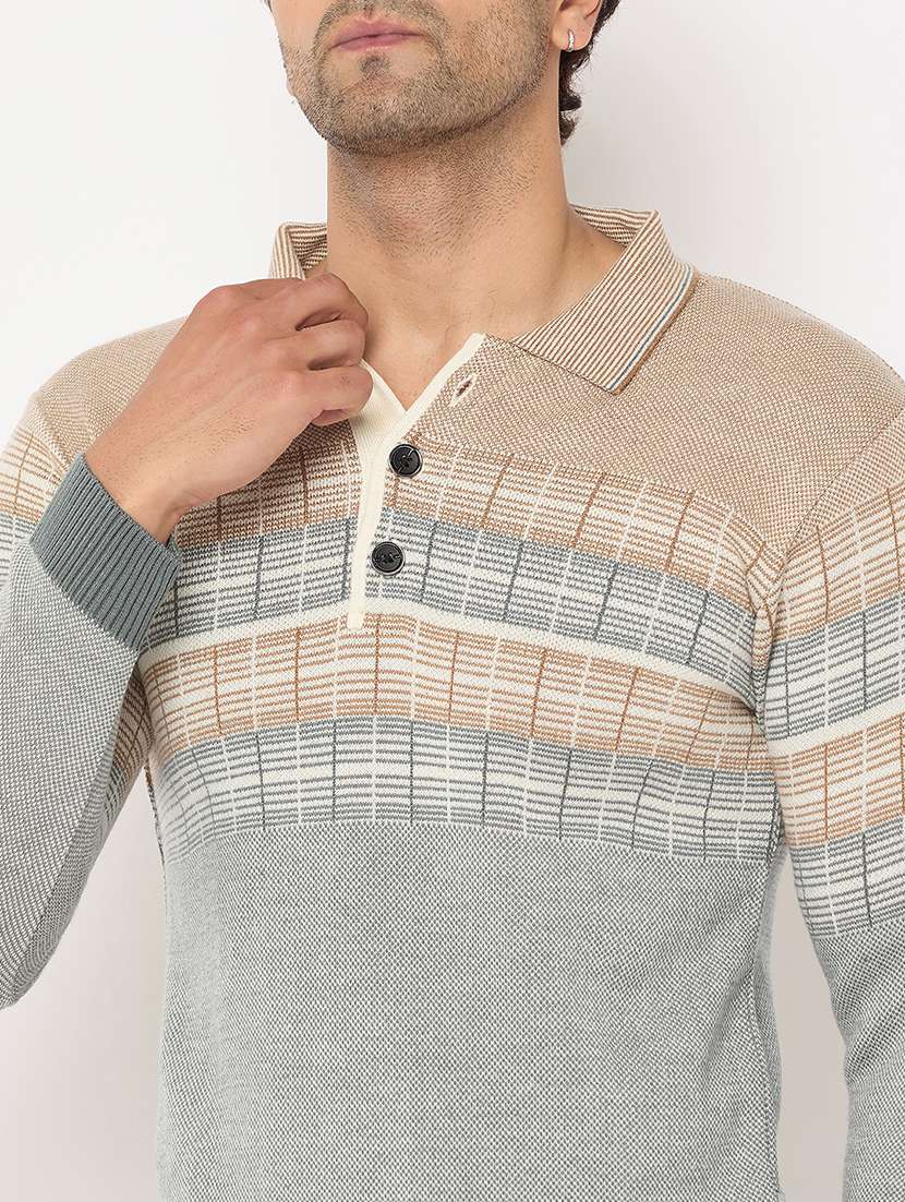 men long sleeves self design pullover - 21686402 -  Standard Image - 4