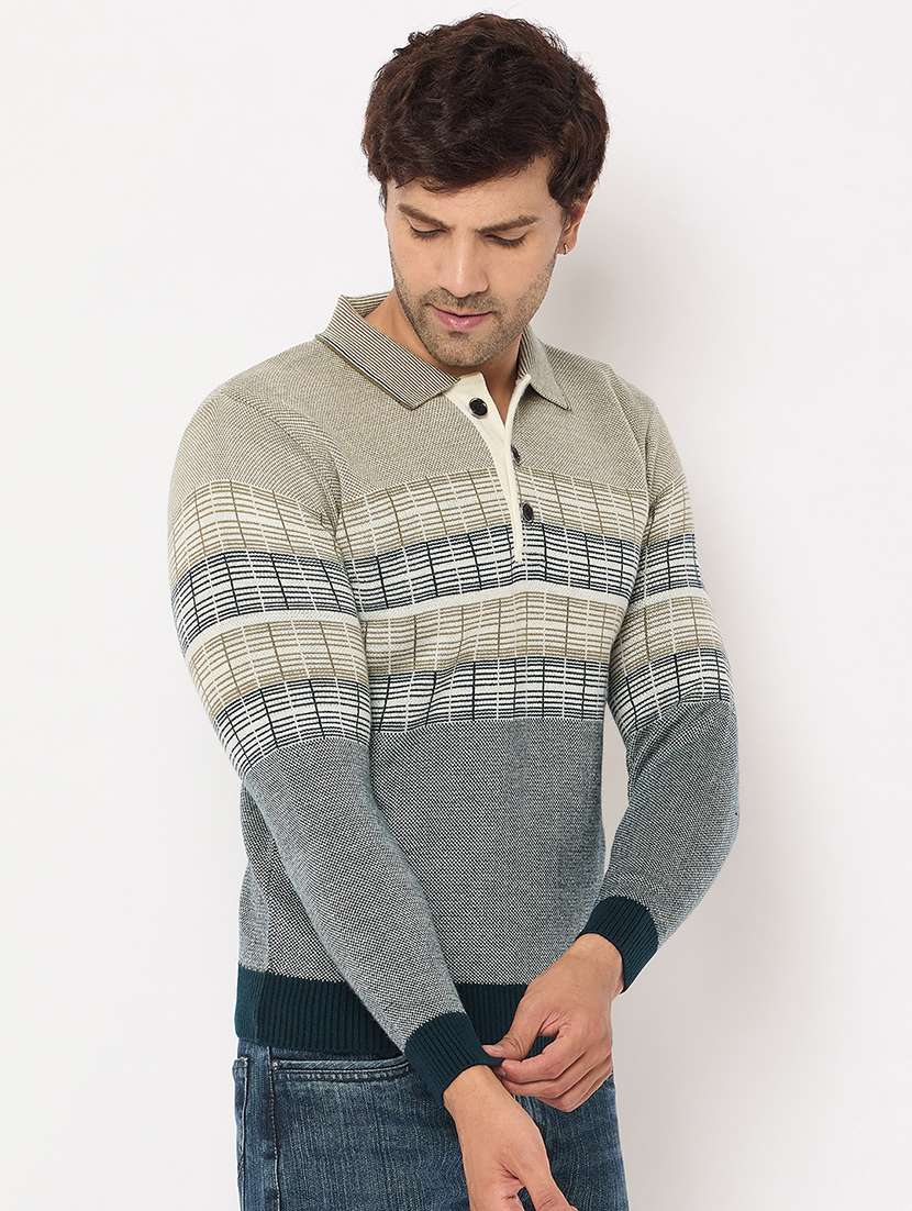 men long sleeves self design pullover - 21686403 -  Standard Image - 1